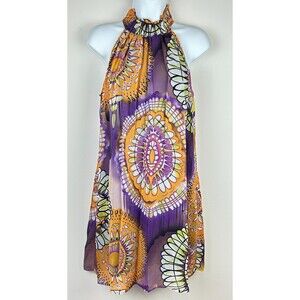 Nally & Millie Bold  purple Orange Geometric Sleeveless Dress Size S